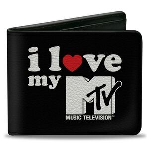 MTV I LOVE MY MTV Bifold Wallet Black/White/Red, NIB
